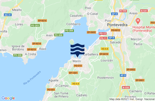 Marín, Spainの潮見表地図