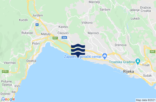 Marčelji, Croatiaの潮見表地図