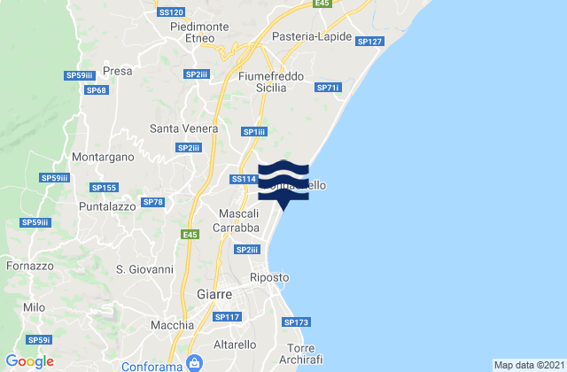 Mascali, Italyの潮見表地図