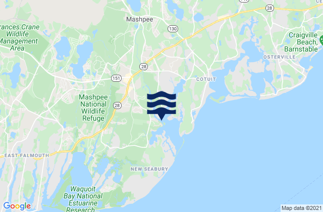 Mashpee, United Statesの潮見表地図