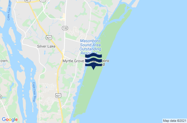 Masonboro Island, United Statesの潮見表地図