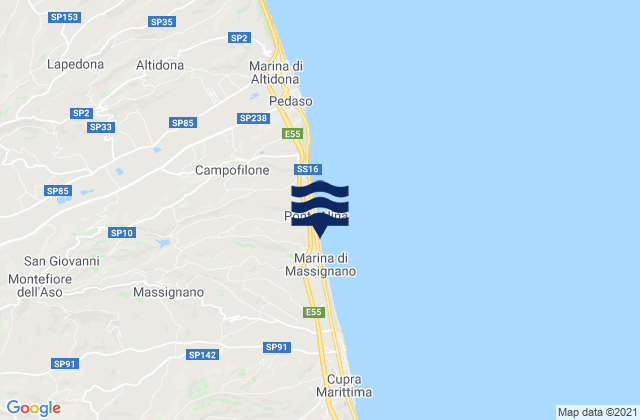 Massignano, Italyの潮見表地図