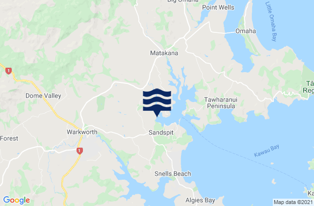 Matakana Beach Auckland, New Zealandの潮見表地図