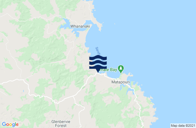 Matapouri Beach, New Zealandの潮見表地図