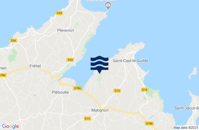 Matignon, Franceの潮見表地図
