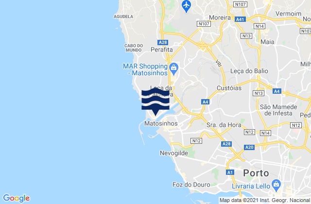 Matosinhos, Portugalの潮見表地図