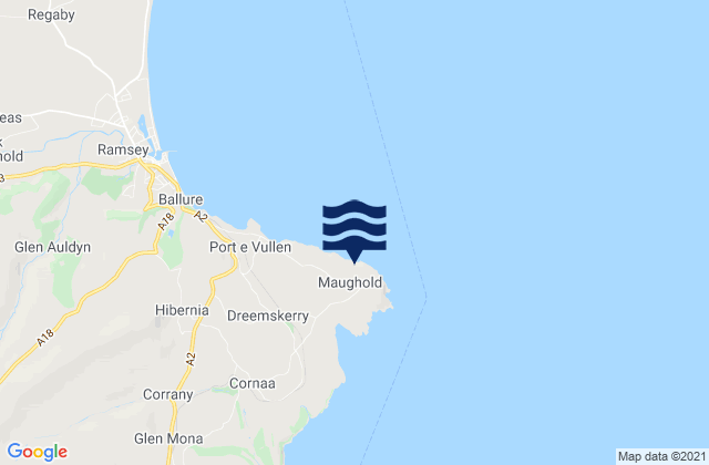 Maughold, Isle of Manの潮見表地図