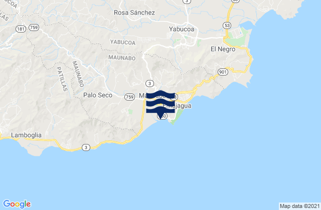 Maunabo, Puerto Ricoの潮見表地図