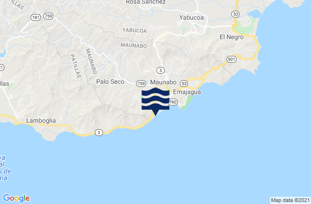 Maunabo Municipio, Puerto Ricoの潮見表地図