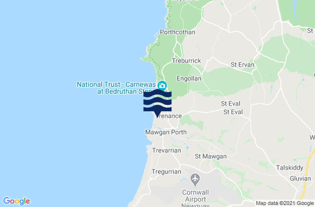 Mawgan Porth Beach, United Kingdomの潮見表地図