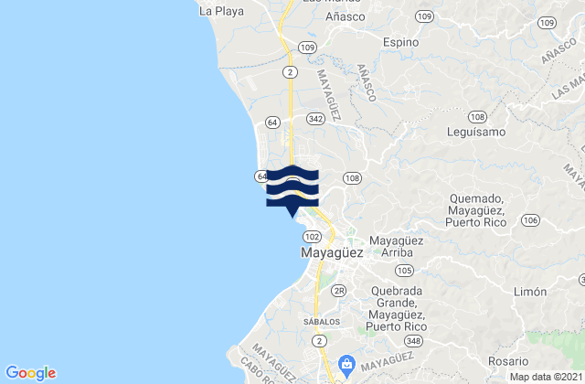 Mayaguez, Puerto Ricoの潮見表地図