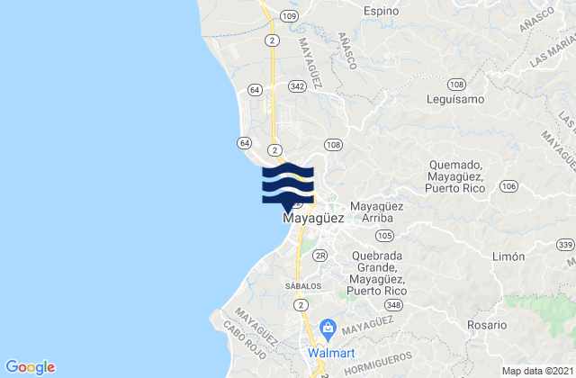 Mayagüez Barrio-Pueblo, Puerto Ricoの潮見表地図