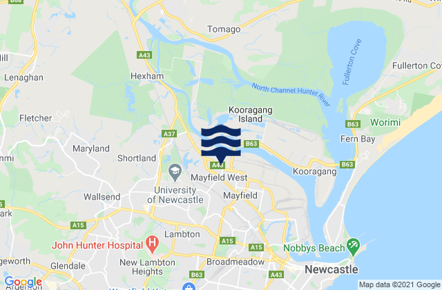 Mayfield West, Australiaの潮見表地図