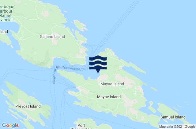 Mayne Island, Canadaの潮見表地図
