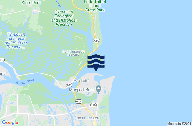 Mayport Naval Sta. (St Johns River), United Statesの潮見表地図