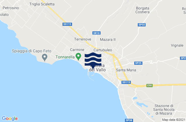 Mazara II, Italyの潮見表地図