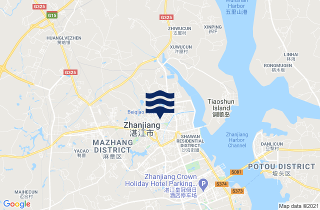 Mazhang, Chinaの潮見表地図