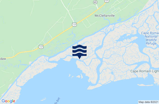 Mc Clellanville Jeremy Creek, United Statesの潮見表地図