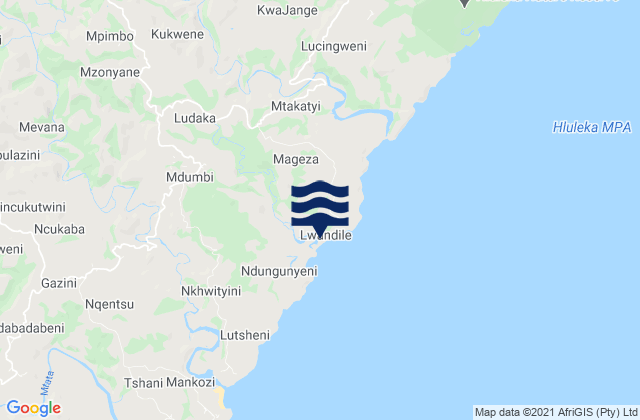Mdumbe, South Africaの潮見表地図