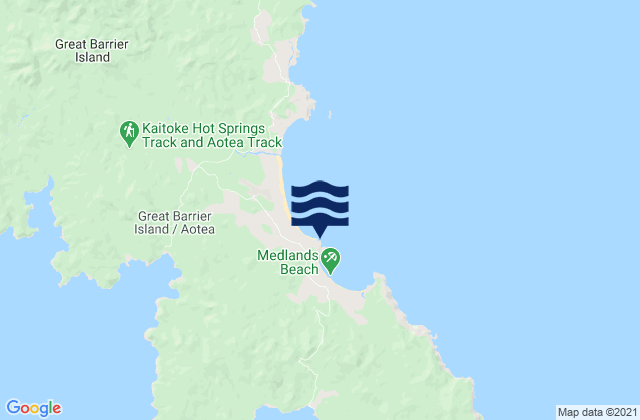 Medlands Beach, New Zealandの潮見表地図