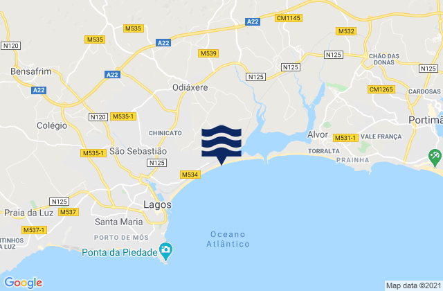 Meia Praia, Portugalの潮見表地図