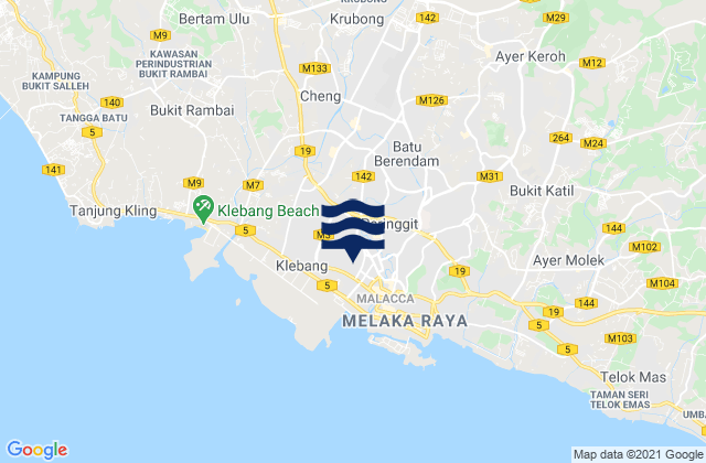 Melaka, Malaysiaの潮見表地図