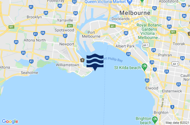 Melbourne (Williamstown), Australiaの潮見表地図