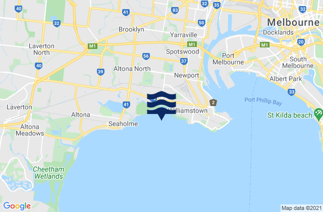 Melbourne, Australiaの潮見表地図