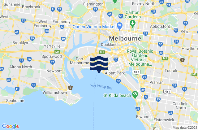 Melbourne, Australiaの潮見表地図
