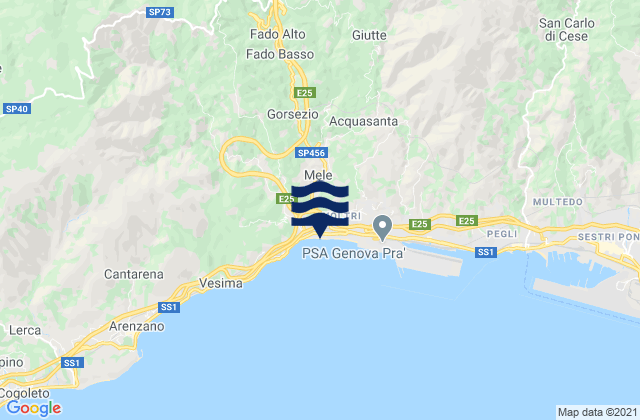 Mele, Italyの潮見表地図