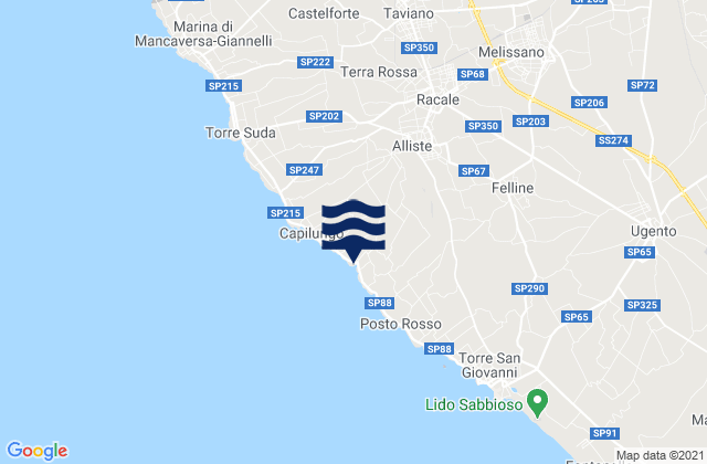 Melissano, Italyの潮見表地図