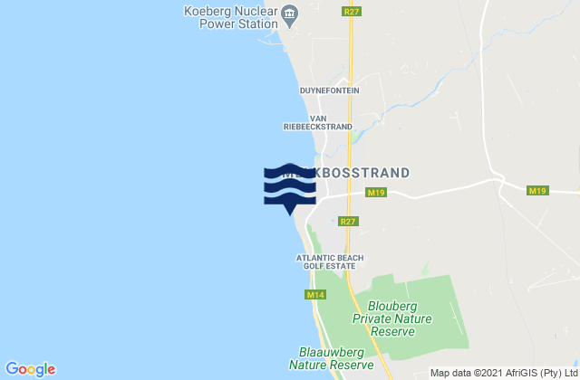 Melkbosstrand, South Africaの潮見表地図