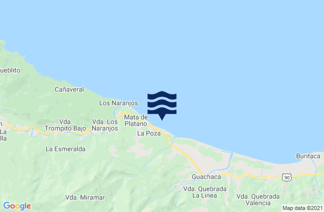 Mendihuaca, Colombiaの潮見表地図