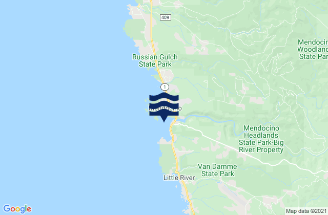 Mendocino (Mendocino Bay), United Statesの潮見表地図