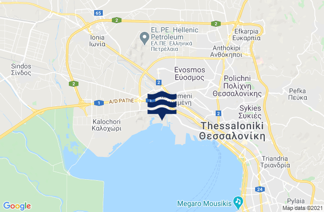 Meneméni, Greeceの潮見表地図