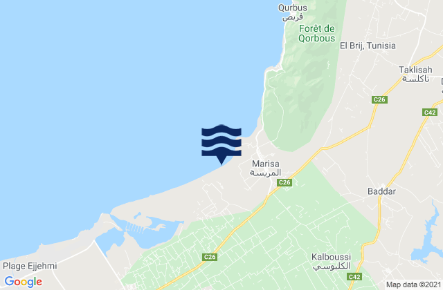Mennzel Bou Zelfa, Tunisiaの潮見表地図