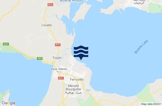 Menzel Bourguiba, Tunisiaの潮見表地図