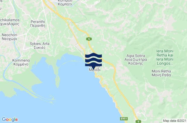 Menídi, Greeceの潮見表地図