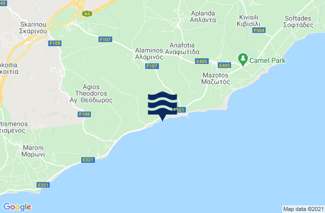Menógeia, Cyprusの潮見表地図