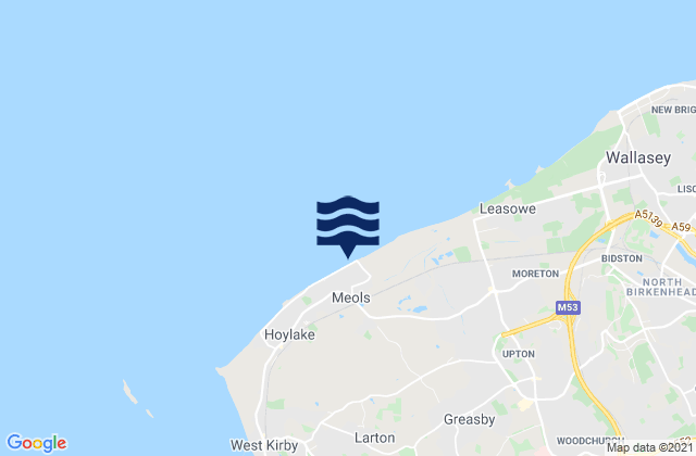 Meols Beach, United Kingdomの潮見表地図