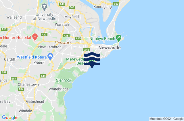 Merewether Beach, Australiaの潮見表地図