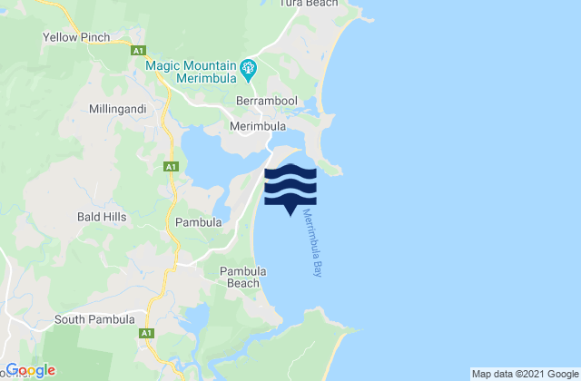 Merimbula Beach, Australiaの潮見表地図