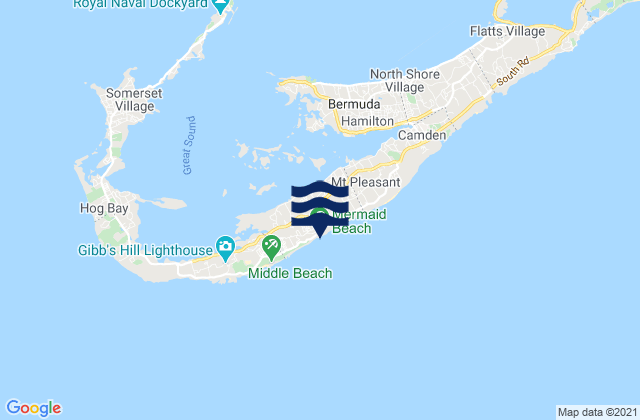 Mermaid Beach, Bermudaの潮見表地図