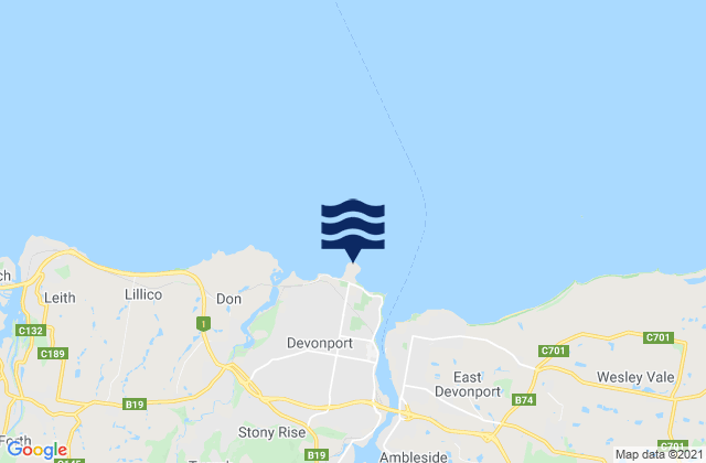 Mersey Bluff Lighthouse, Australiaの潮見表地図
