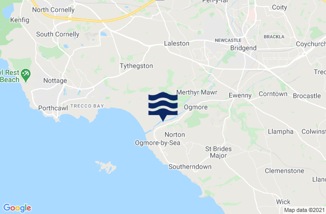 Merthyr Mawr, United Kingdomの潮見表地図