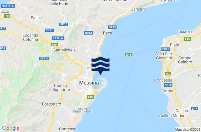 Messina Sicily, Italyの潮見表地図