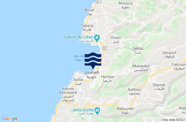 Metn District, Lebanonの潮見表地図