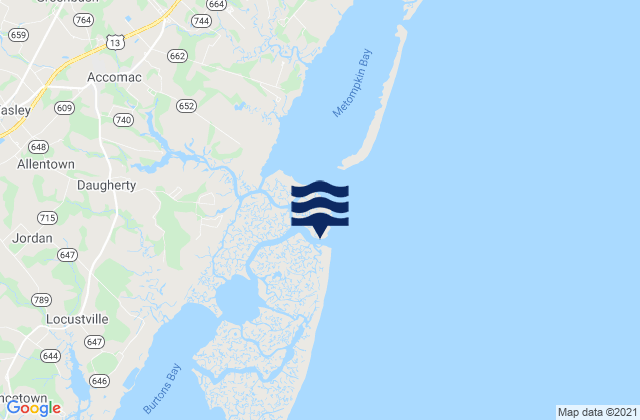 Metompkin Inlet, United Statesの潮見表地図