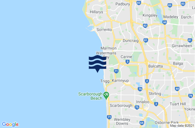 Mettams Pool, Australiaの潮見表地図