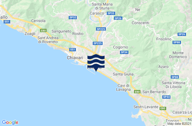 Mezzanego, Italyの潮見表地図